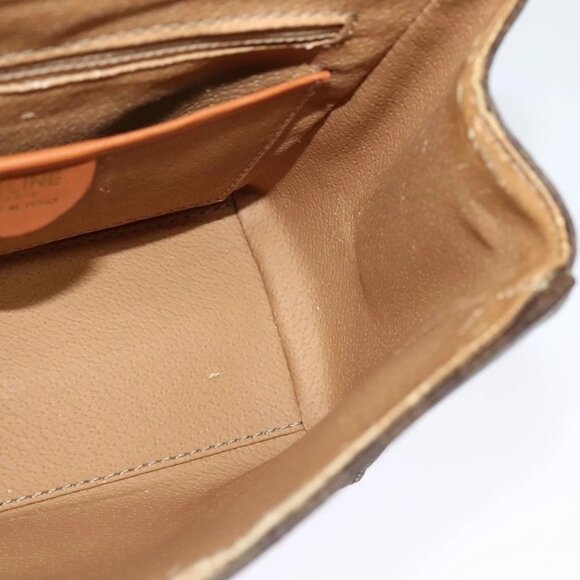 CELINE Macadam Canvas Hand Bag PVC Leather 2way Brown Gold - Picture 13 of 16